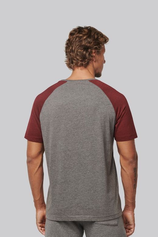 Zweifarbiges Triblend Sport-T-Shirt mit kurzen Ärmeln für Erwachsene