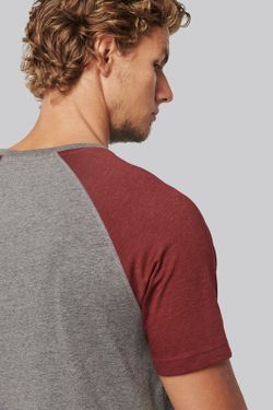 Zweifarbiges Triblend Sport-T-Shirt mit kurzen Ärmeln für Erwachsene