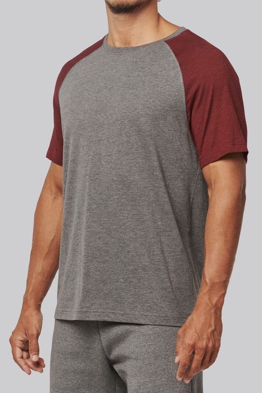 Zweifarbiges Triblend Sport-T-Shirt mit kurzen Ärmeln für Erwachsene