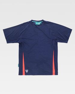 Camiseta combinada de manga corta en tejido técnico Marino / Rojo