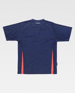 Camiseta combinada de manga corta en tejido técnico Marino / Rojo
