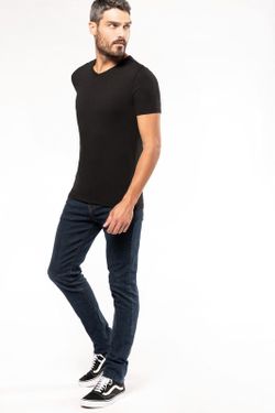 T-shirt com elastano decote em V Homem