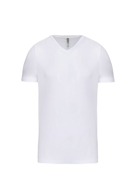 T-shirt com elastano decote em V Homem