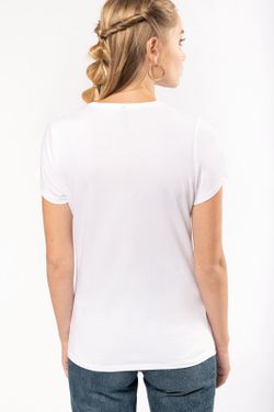 T-Shirt mit Elastane V-Ausschnitt Frau