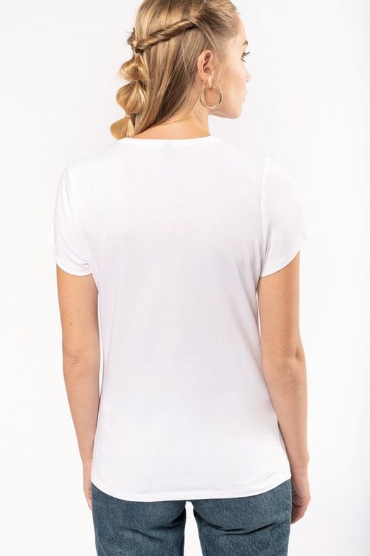 T-Shirt mit Elastane V-Ausschnitt Frau