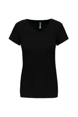 T-Shirt mit Elastane V-Ausschnitt Frau