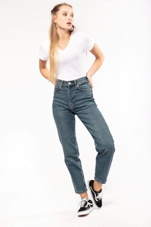 T-Shirt mit Elastane V-Ausschnitt Frau
