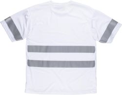 Box-Neck-T-Shirt, kurze Ärmel, reflektierende Bänder Weiß