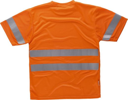 Box-Neck-T-Shirt, kurze Ärmel, reflektierende Bänder EN ISO 471: 2013 Orange AV