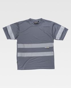 Box-Neck-T-Shirt, kurze Ärmel, reflektierende Bänder Grau