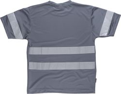 Box-Neck-T-Shirt, kurze Ärmel, reflektierende Bänder Grau