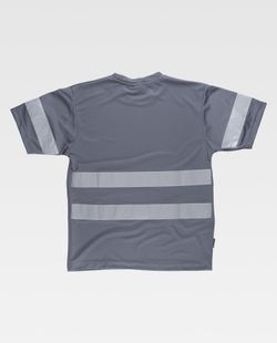 Box-Neck-T-Shirt, kurze Ärmel, reflektierende Bänder Grau