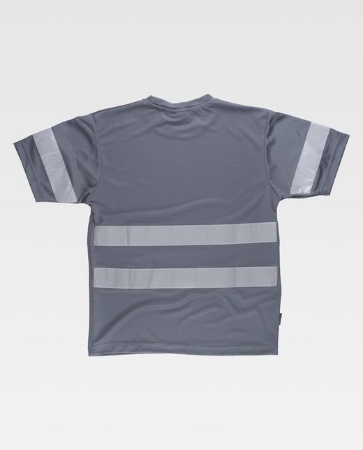 Box-Neck-T-Shirt, kurze Ärmel, reflektierende Bänder Grau