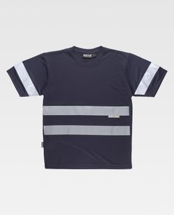 Box-Neck-T-Shirt, kurze Ärmel, reflektierende Bänder Navy