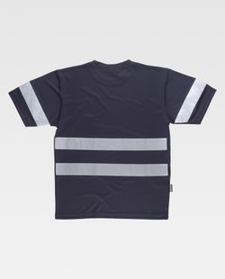 Box-Neck-T-Shirt, kurze Ärmel, reflektierende Bänder Navy