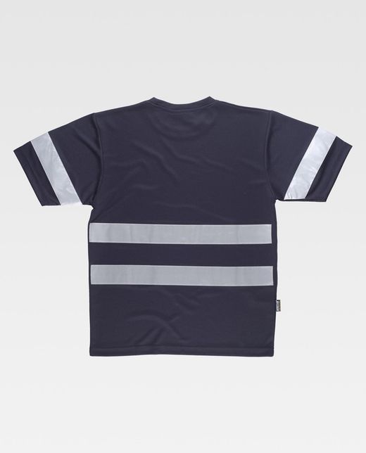 Box-Neck-T-Shirt, kurze Ärmel, reflektierende Bänder Navy