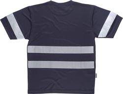 Box-Neck-T-Shirt, kurze Ärmel, reflektierende Bänder Navy