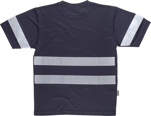 Box-Neck-T-Shirt, kurze Ärmel, reflektierende Bänder Navy