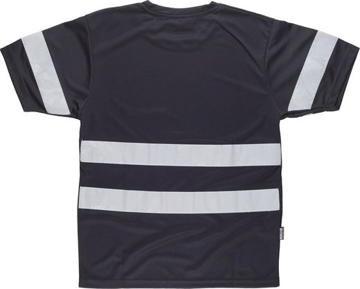 Box-Neck-T-Shirt, kurze Ärmel, reflektierende Bänder Schwarz