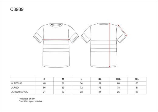 Box-Neck-T-Shirt, kurze Ärmel, reflektierende Bänder Rot