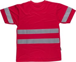 Box-Neck-T-Shirt, kurze Ärmel, reflektierende Bänder Rot