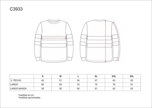 T-Shirt mit Box-Ausschnitt, Langarm, gut sichtbar, reflektierende Bänder Orange AV