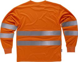 T-Shirt mit Box-Ausschnitt, Langarm, gut sichtbar, reflektierende Bänder Orange AV