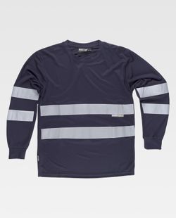 Camiseta cuello caja, manga larga Marino