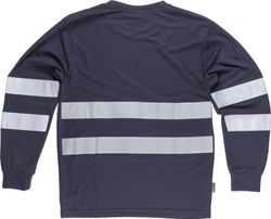 Camiseta cuello caja, manga larga Marino