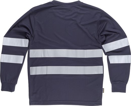 Camiseta cuello caja, manga larga Marino