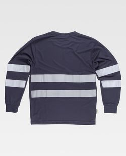 Camiseta cuello caja, manga larga Marino