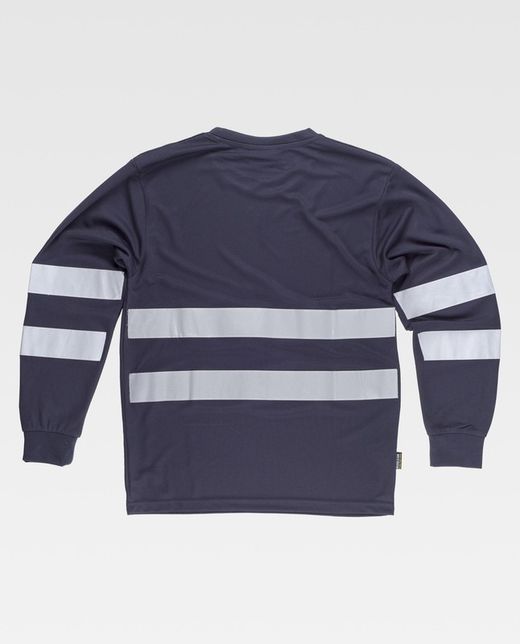 Camiseta cuello caja, manga larga Marino