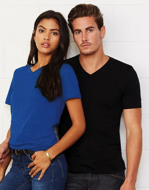 Camiseta cuello V unisex de punto simple