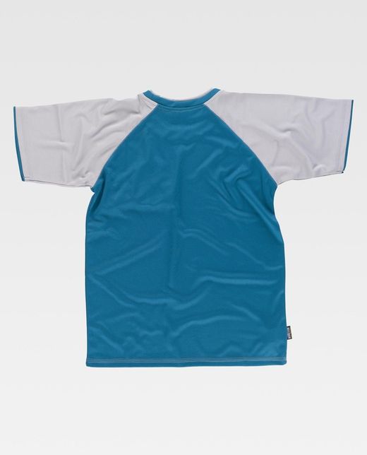 Kurzärmliges T-Shirt mit kontrastierenden Ärmeln und Brusttasche Hellgraue Stewardess