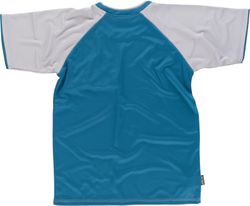 Kurzärmliges T-Shirt mit kontrastierenden Ärmeln und Brusttasche Hellgraue Stewardess