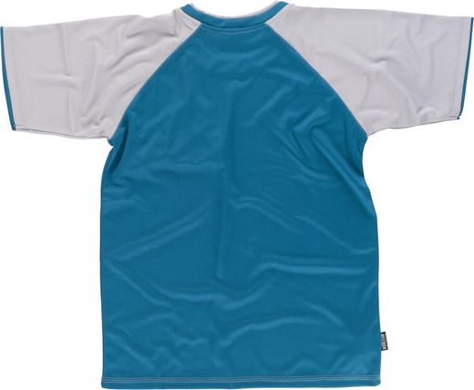 Kurzärmliges T-Shirt mit kontrastierenden Ärmeln und Brusttasche Hellgraue Stewardess