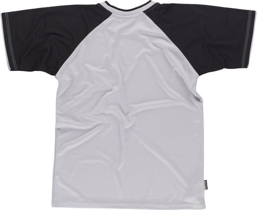 Kurzarm-T-Shirt mit Kontrastärmeln und Brusttasche Hellgrau Schwarz
