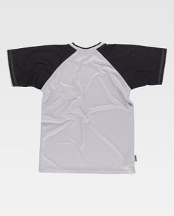 Kurzarm-T-Shirt mit Kontrastärmeln und Brusttasche Hellgrau Schwarz