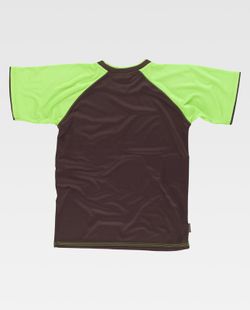 Camiseta de manga corta con mangas a contraste Marron / Verde Lima