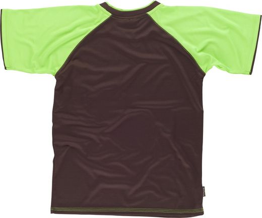 Camiseta de manga corta con mangas a contraste Marron / Verde Lima