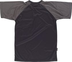 Camiseta de manga curta com mangas contrastantes e bolso no peito Preto Cinza Escuro