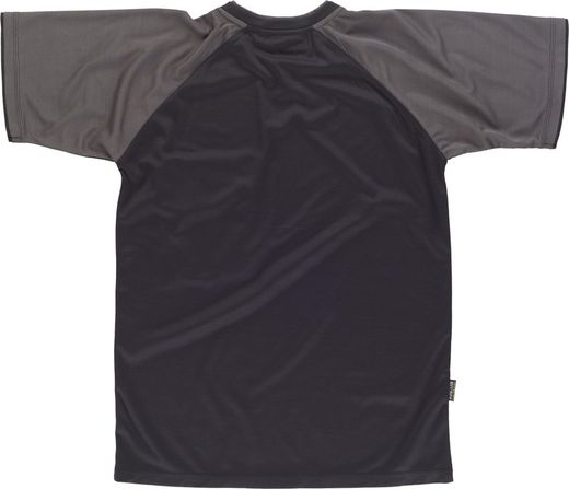 Camiseta de manga curta com mangas contrastantes e bolso no peito Preto Cinza Escuro