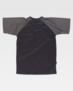 Camiseta de manga curta com mangas contrastantes e bolso no peito Preto Cinza Escuro