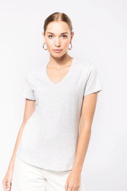 CAMISETA DE MANGA CORTA Y CUELLO DE PICO DE MUJER