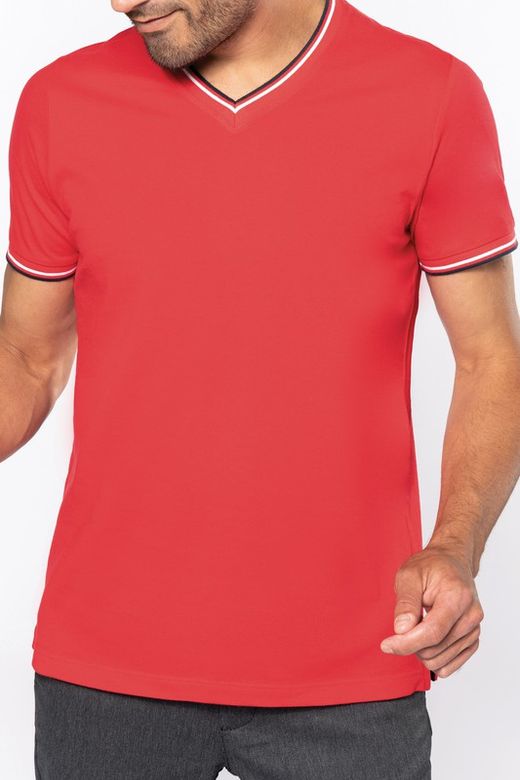 Herren P-Strick-T-Shirt mit V-Ausschnitt