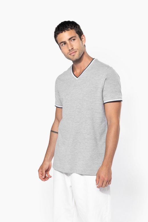 Herren P-Strick-T-Shirt mit V-Ausschnitt