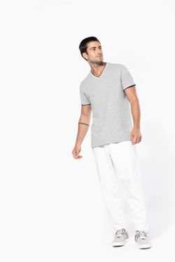 Herren P-Strick-T-Shirt mit V-Ausschnitt