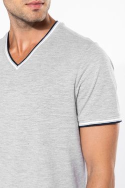 Herren P-Strick-T-Shirt mit V-Ausschnitt