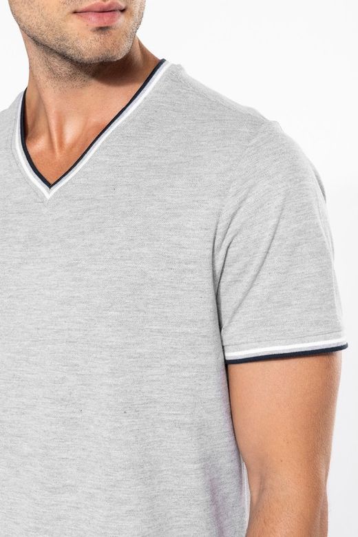 Herren P-Strick-T-Shirt mit V-Ausschnitt