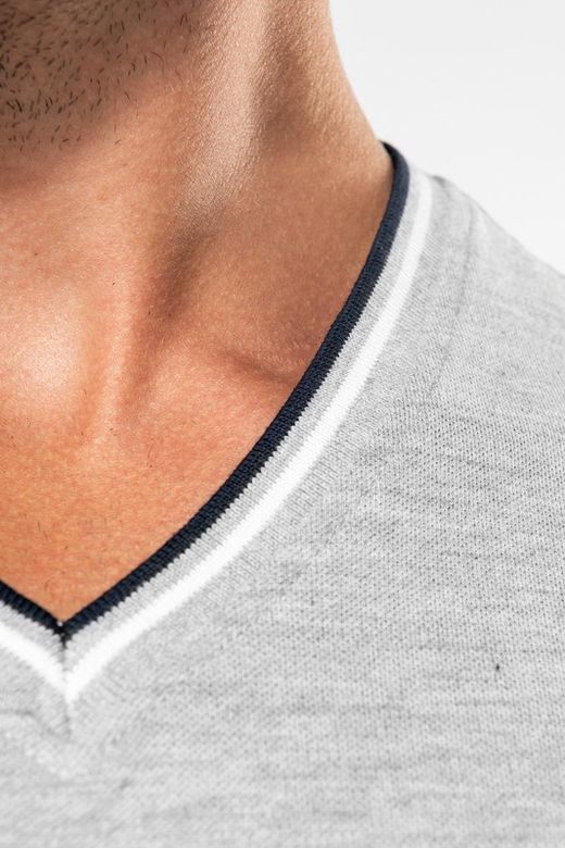 Herren P-Strick-T-Shirt mit V-Ausschnitt